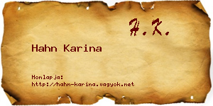 Hahn Karina névjegykártya